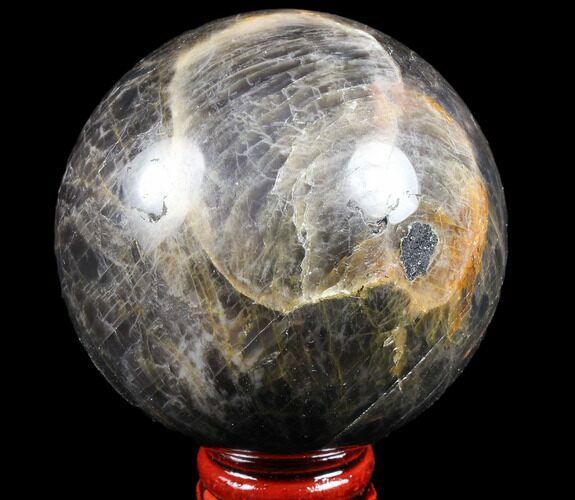 Polished Black Moonstone Sphere - Madagascar #78944
